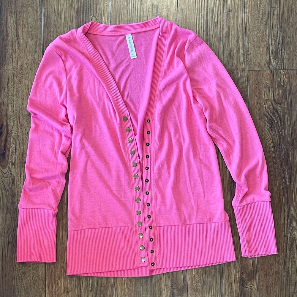 Zenana Outfitters Pink Cardigan Sweater V-Neck